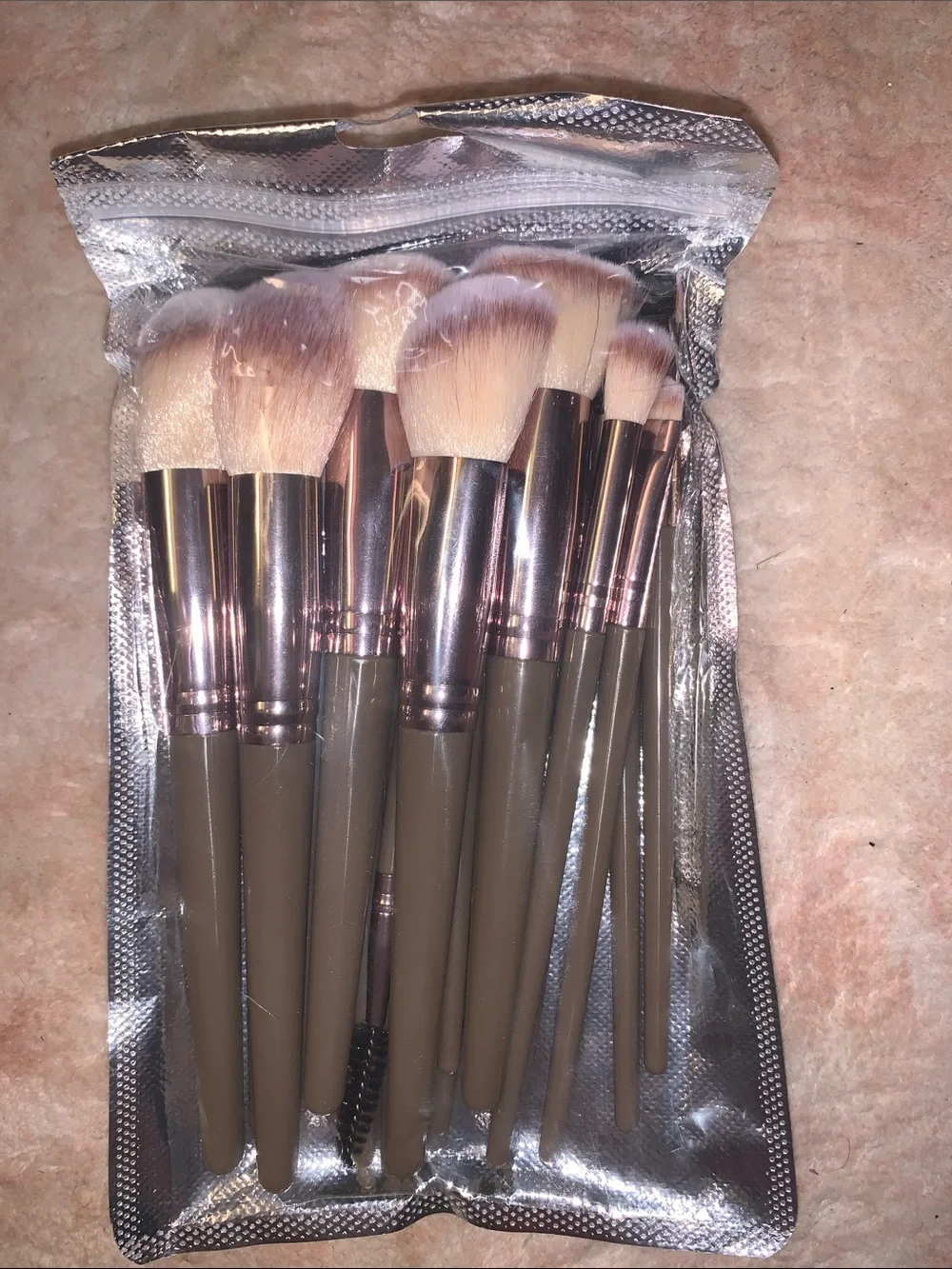 NWT Premium Synthetic Makeup Brush Set - Champagne Gold / Brown (Multi-Piece)